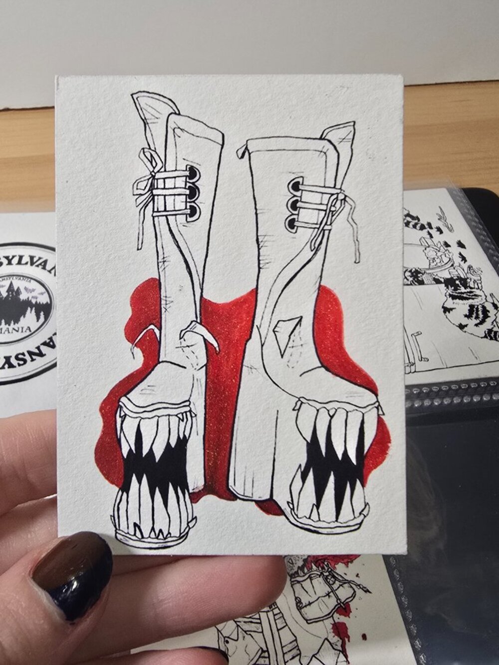 Fantasy Monster Boots Mini Art 🦷👢 Chomping Gothic Boots Print (Signed)